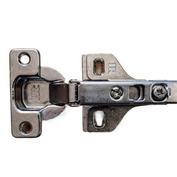 Ten Euro Cabinet Hinges 125° Full Overlay Cam Adjustable Self-close Hinge w Plat - Picture 5 of 6